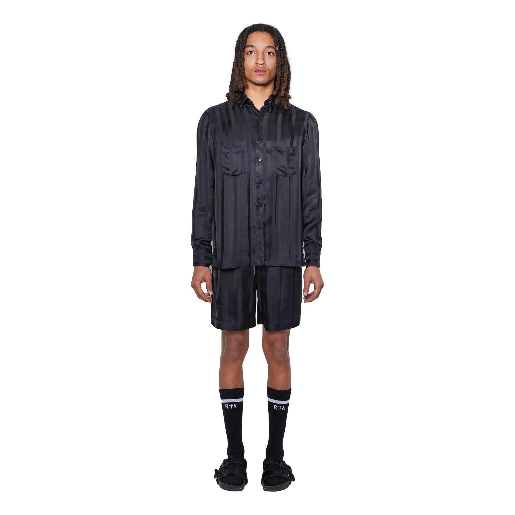 RTA MALCOM BLACK STRIPED SHIRT