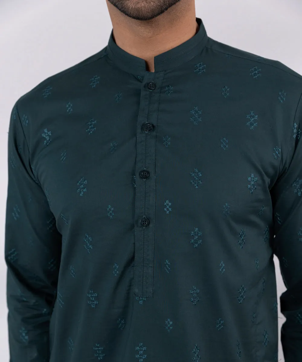 Schiffli Embroidered Cotton Suit