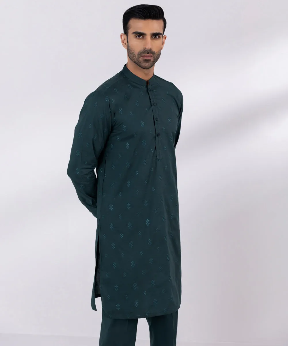 Schiffli Embroidered Cotton Suit