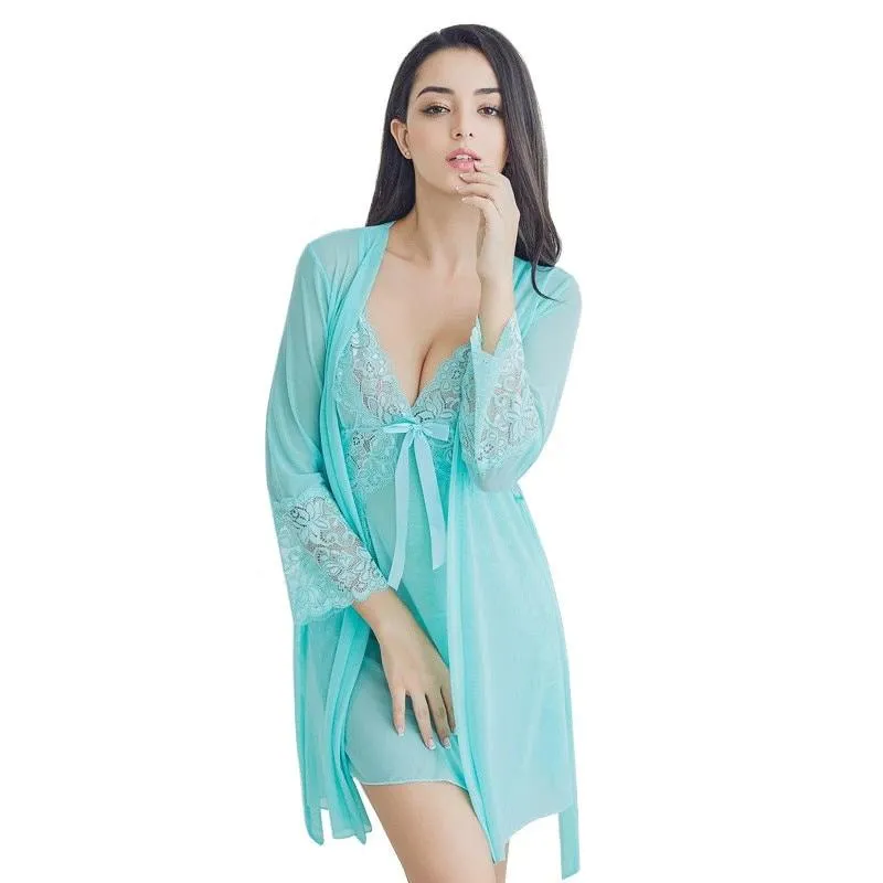 Sexy Women Night Dress V-neck Lace Lingerie Sleepwear