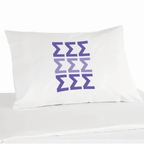 Sigma Sigma Sigma Sorority Letters in Sorority Colors Pillowcase