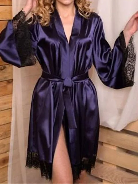 Sleek Silver and Black Satin Pajamas Set with V Wire Long Sleeve