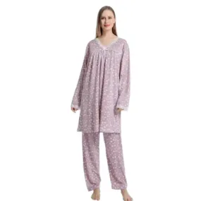 Stylish  Women's Classic Jersey Cotton Ditsy Floral Print Pyjama Set