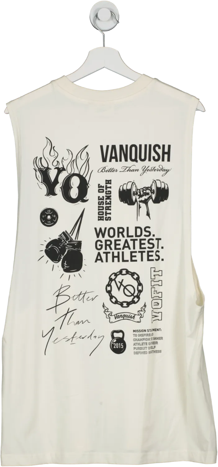 Vanquish Cream Worlds Greatest Athletes Sleeveless T Shirt UK L