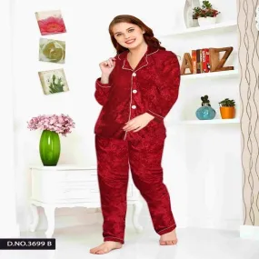 Velvet Long Sleeved Shirt Pajama Set Homewear Sleepwear For Women Winter Sleepwear