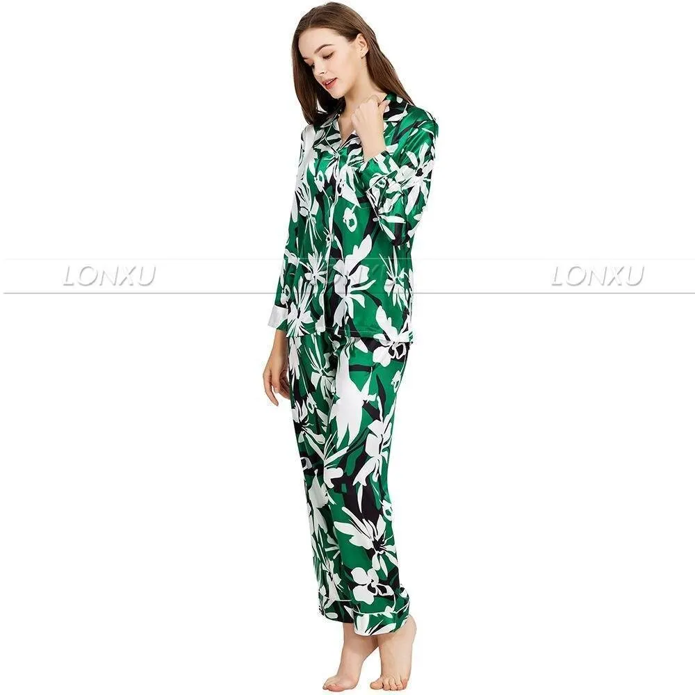 Women Silk Pajama Set, Floral